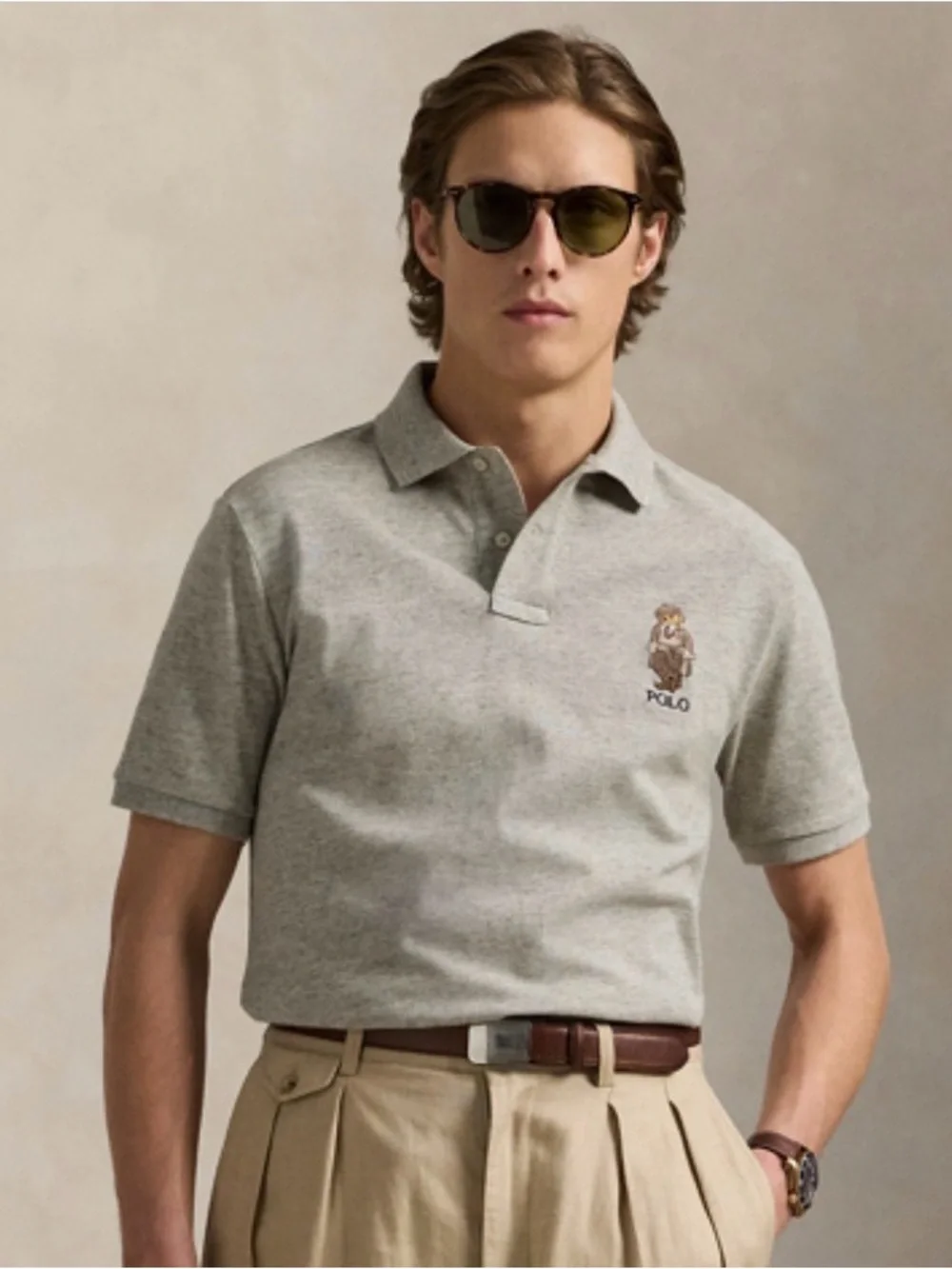 NWT Polo Ralph Lauren Polo Bear Grey Mesh Polo Men M Classic Fit $138